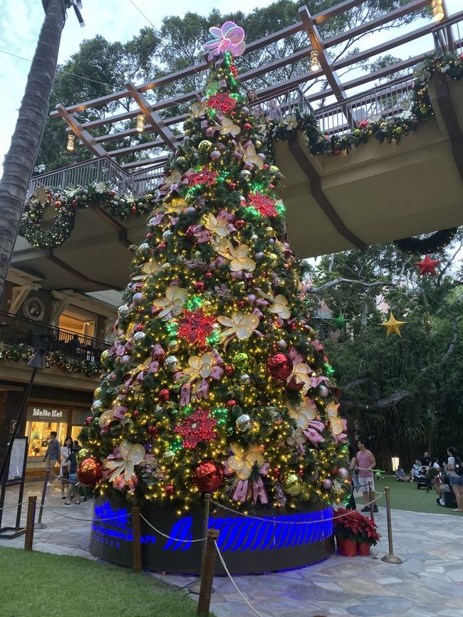 ロイヤルハワイアンセンターのクリスマスツリー<br />ここもLEDになってました。