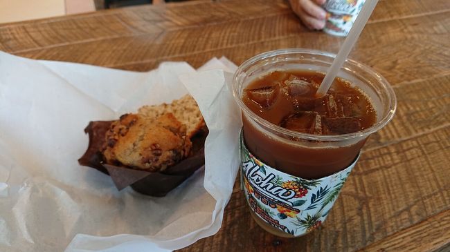 バナナマフィンとアイスコーヒー。<br />