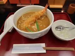 昼前に出発し、まずは腹ごしらえ。古奈屋でえび天カレーうどん。