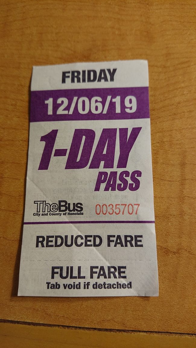 ザ・バスの１DAY  passを購入。＄5.5です。２回以上乗る予定の人は是非、活用してください。でも、ペラペラの頼りない紙なので、気を付けないとなくしそうです。