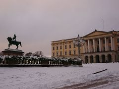 ノルウェー王宮。
この季節でこの天気のせいか、来訪する人はあまりいませんでしたが、衛兵さんたちは相変わらず直立不動で宮殿を守っていました。
女性の衛兵さんも結構いらっしゃいました。寒い中、お疲れさまです。