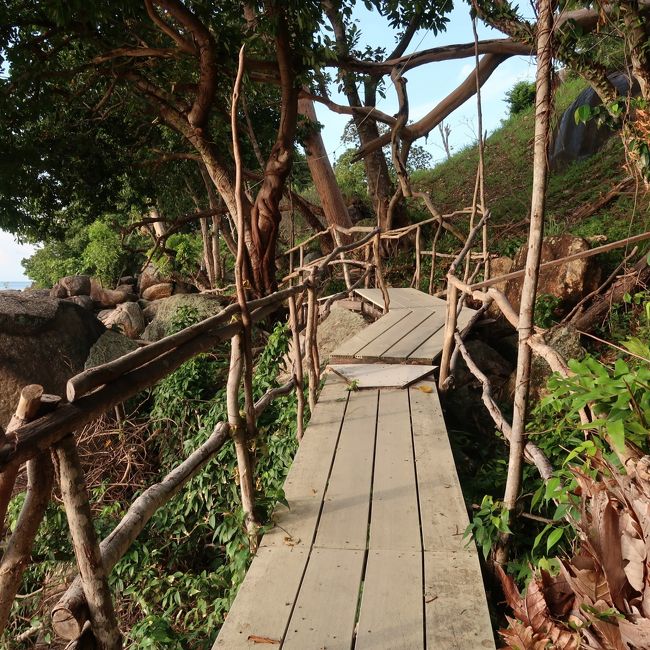 この道を進み山の上の部屋まで行くそうです。山の方は海側に比べて安いもんな。
