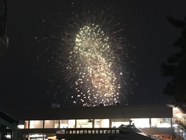 フェリー埠頭の方へ行ってみたら、沢山の人がいたので何事かと思っていたら、花火が打ち上げられました♪