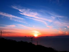 山頂口の駐車場から見た夕陽
