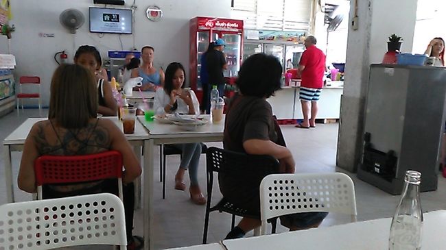 この市場。<br />いろんな人が来ます。<br />前のお姉ちゃん。背中に一面の入れ墨。やるなあー！