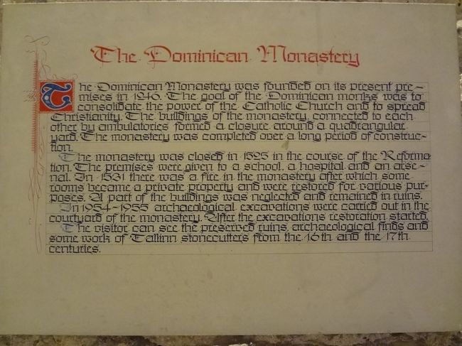 英語で修道院の説明書きがありましたが、文字が読みにくい！