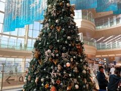 飛行時間約１時間で羽田空港到着。ＡＮＡの出発カウンターのクリスマスツリー。