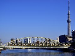 両国橋からJR総武線の各駅列車と一緒に、新春の東京スカイツリーを一枚パチリ☆