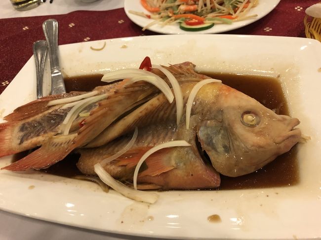　魚の醤油蒸し<br />　ツアーでご一緒のお隣に座った方は、おしゃべり大好き。黙っている時間がないのでは思うほど、ずっとおしゃべりしています。バス車内でも。食べるのにも時間がかかります。