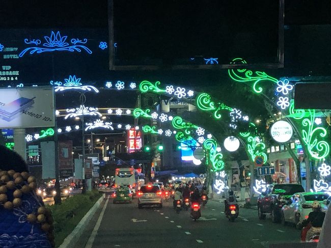 空港へ向かう道もイルミネーション。