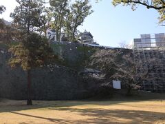 藤崎宮から熊本城へ向かう。熊本電鉄の藤崎宮前駅の前を通り、県立美術館分館前から熊本城の周囲を歩く。
まずは石垣の修復が進む石垣を見ながら・・・加藤神社へ向かう。
