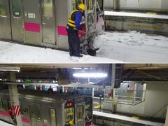 　青森に着いたら、今乗ってきた列車の最後部に巻き上げられこびり付いた雪を、おっさんが一生懸命取っていましたよ。

（；´・д・）大丈夫かね。ホームから落ちたり、架線に近づきすぎて感電したりしないのかね。