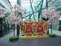 クアラルンプール空港
旧正月（チャイニーズニューイヤー）の飾りつけが綺麗です。桜の木も飾られています。