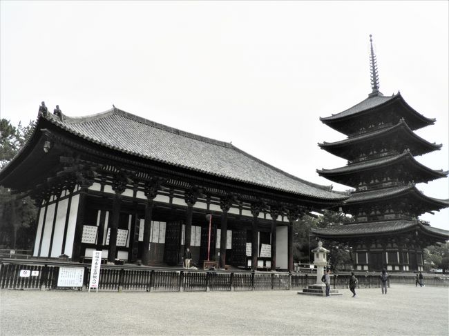 東金堂と五重塔。