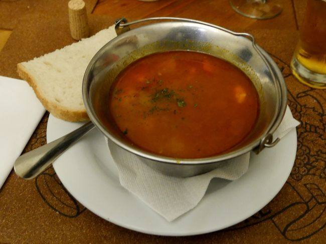 私はグヤーシュスープの大，同僚は小