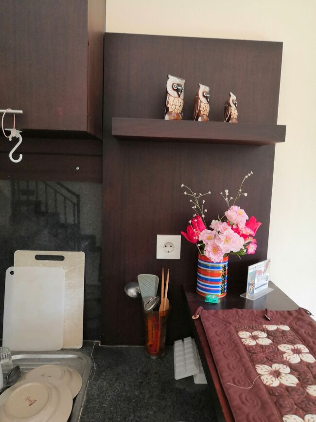 キッチンには便利なアイテムが並んでいます。<br />すみません・・・まうまう　買い食い専門なので<br />キッチンを使うことはほぼないんです。<br />