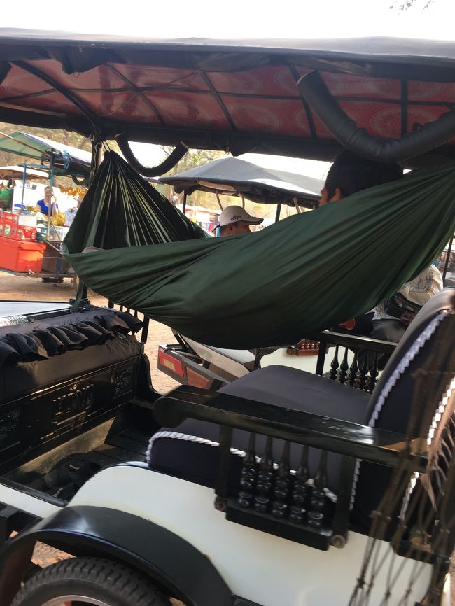 遺跡めぐりしている間ドライバーはハンモックで仮眠