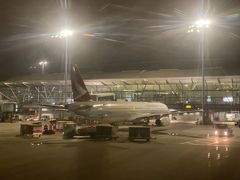 オンタイムで出発したKA251はそのままオンタイムで香港国際空港にランディング。
現地を1時半過ぎに出たのですが時差の関係で3時間のフライトでもすでにこちらは暗いですが朝の6時。