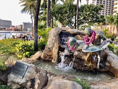 ワイキキビーチに戻ってくると、ほっこりする銅像を発見！

ALOHA！あざらしくん。今日の波はどうだい？
Hi！サーファーくん。いい波来てるよ♪

そんな会話が聞こえてきそうな「マクアとキラ」の銅像。

ワイキキには何度も訪れているのに、
今までこの銅像には気がつかなかった！

デュークしか目に入らなかったのかな。



たくさん歩いたのでお腹が空きました！

お洒落してディナーに出かけましょう♪