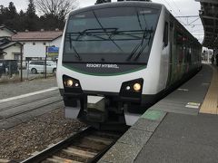 穂高駅に着いたら、かっこいい電車が止まっていました。