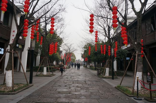 橋までの通り。