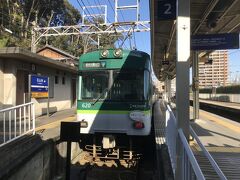 反対側の終点の石山寺駅。
ＪＲに乗り換えるには、石山駅で乗り換えないといけなかったのですが、折角だから終点まで行こうよ、ということで終点まで行ってみました！コレで石山坂本線は駅メモこんぷです！