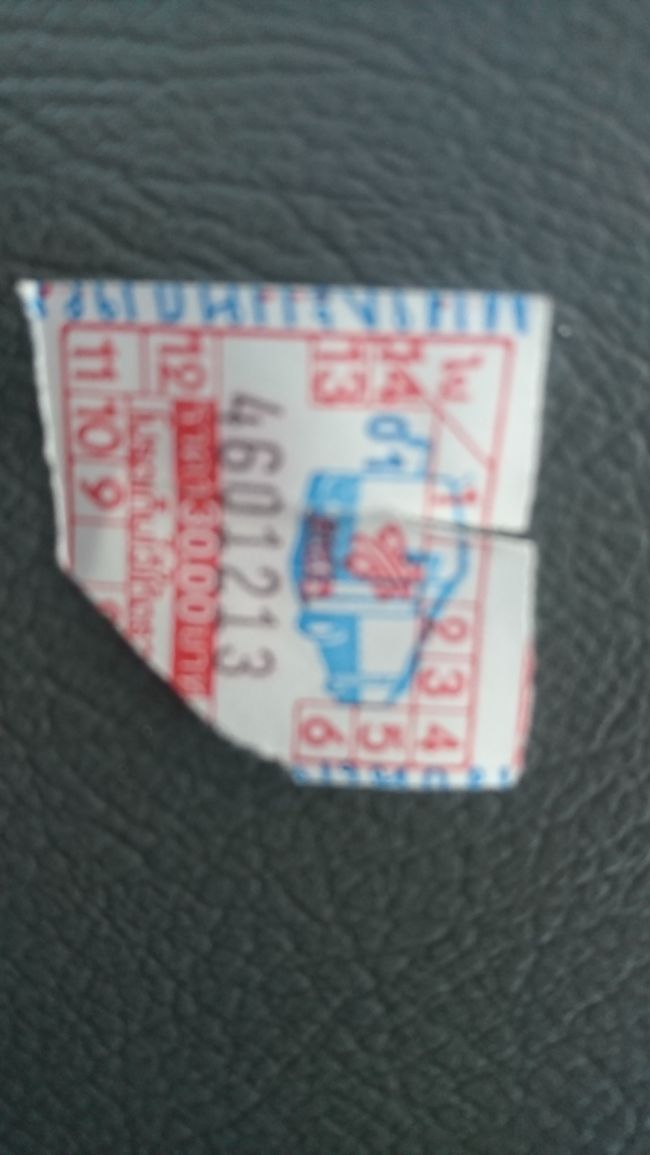 車掌さんが円筒形の料金箱を上手に使って切符を発券。30THB です。BTS モーチット駅→サラディーン駅44THB です。残り14THB 。何とかホテルにチェックインできました。このあと両替しました。