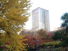 鶴の噴水と東京ミッドタウン日比谷