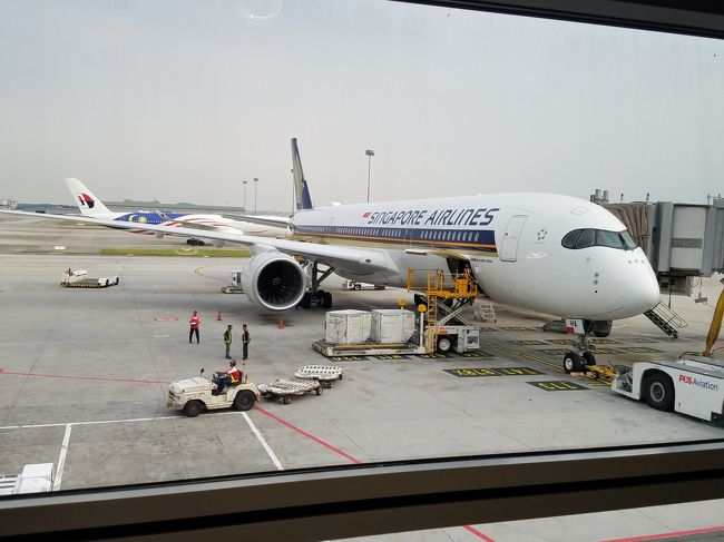 ⑨のKUL/SINで乗ったSQのA350。かっこいいですね。<br />JALも導入したので国内線でも乗る機会が増えますね。