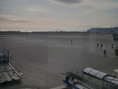 満腹とアルコールのお陰で飛行機の中で爆睡していたら函館に着きました。
あらっ！本当に今年は雪が少ないみたいです。
はじっこの方に雪の残骸が積まれている。