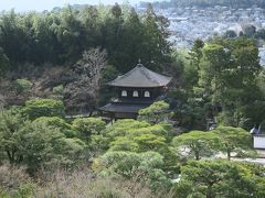 庭園を上がりきった所から見る銀閣寺。