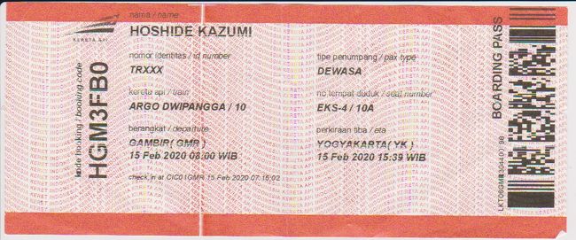 発券された切符。