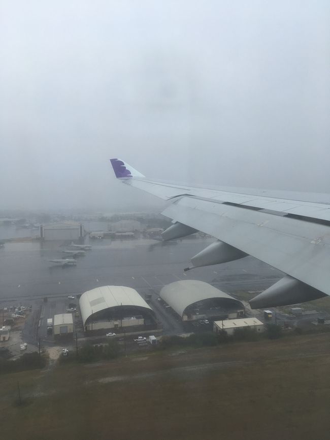 着陸態勢に入りました。<br />珍しく天気が悪いです。