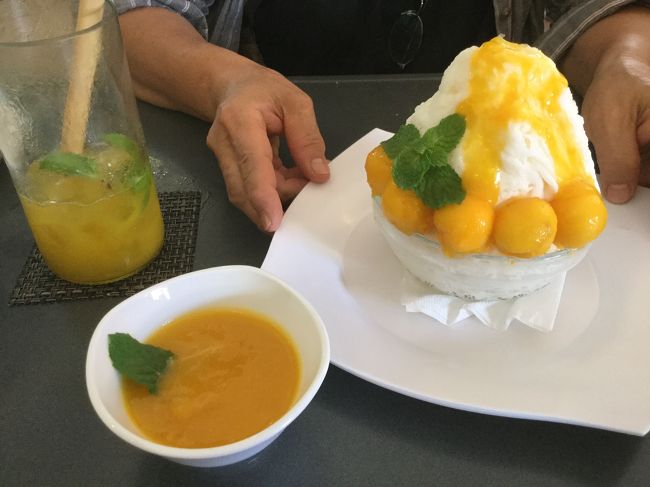 下記写真、マンゴの冷せんパスタです。私は、「う～～ん」でした。<br />もともとハイカラ？な食べ物は、味よくわかりません。<br />金額忘れました。