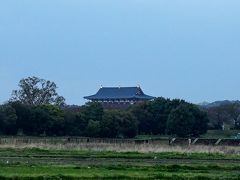 今夜、宿泊するホテルから近い平城京跡も見に行きました
近いといっても敷地が広いし、すでに閉まっているし、もうクタクタなので遠くから眺めるだけにしました
