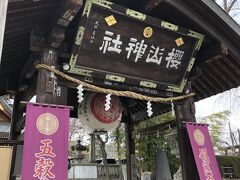 公園の一角に鎮座する桜山神社にお参り