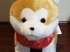 もしかしたら、秋田空港に降りれないかも？
って言ってたら、第2ターミナルの自販機で秋田犬のぬいぐるみを相方さんが買ってくれました。