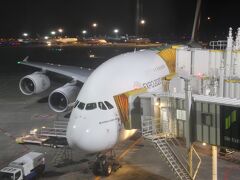 ３月６日金曜日。
仕事を終えたあと成田エクスプレスで成田空港へ。

成田空港発エミレーツ航空・ドバイ行　２３時００分発で出発。
コロナの関係が機内は空いていて、おおむね２～３割くらいの搭乗率でしょうか。
１００回以上飛行機には乗っていますが、こんなに空いている機内は初めてです。
おかげで４つの席を使って横になって眠れたのは助かりました。