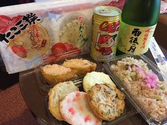 天満屋デパートの地下でおつまみを買って、部屋飲み。