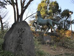 洗足池西側の小高い丘の上に名馬池月の像
「池月」（いけづき）は源頼朝愛用の名馬。
宇治川の戦いで、源頼朝から「池月」を与えられた佐々木高綱と「磨墨」を与えられた梶原景季の先陣争いが繰り広げられ、池月に乗馬した佐々木高綱が先陣の名乗りをあげました。