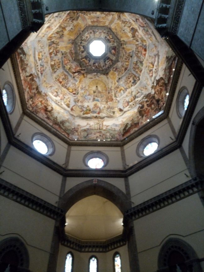 サンタ・マリア・デル・フィオーレ大聖堂に入って、ドームを下から見たところ。