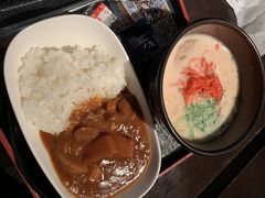 直接空港で家族と合流
食事も食べずに来たのでラウンジでしっかり食べます。

カレーとラーメン
日本の味です。