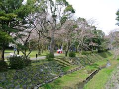 松の参道にある大鳥居の手前の祓橋から見た野見宿禰神社の方向です．丁度，新人巫女さんの研修でしょうか？宮司さんらしき人が数人の巫女さんを引率していました．