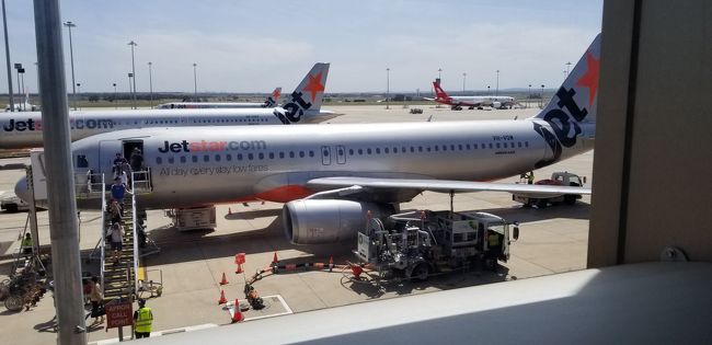 乗ってきた飛行機です。（コンコースから撮影）<br />未だ降機している人がいました。