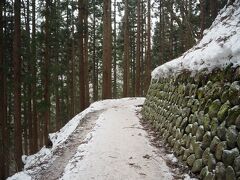 入口には登山用のスノーブーツをレンタルしているお店もありました。
しかし、「雪道にも対応している靴履いているし、レンタルしなくても大丈夫でしょ～！」と舐めた考えで入苑したのですが、まぁ滑る滑る……。
3回くらい…こけました…(笑)。

道が凍っているので滑りやすいし、滑ると固い地面に身体を打ち付けてとても痛かったです……。
しかも手すりなどがない道がほとんどなので、恐怖…！怖い！
滑って山道から外れてしまった人とかいないのでしょうか…。
すれ違った他の観光客も何人も滑って転んでいました。

「怖い！」とか「痛い！」とか騒ぎながらなんとか道を進みました。
何がイヤって、ロープウェーなど別のルートがないので、帰りも同じ恐怖感を抱えながら徒歩で帰らなければならないということなんですよね～。。。

正直トラウマです(笑)。
これから地獄谷野猿公苑へ行かれる予定の方は、スノーブーツをレンタルするのがおすすめです…！