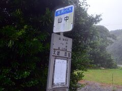 山中バス停で降りる。

バス停のポールは、西肥バスが使っていたものを生月バスが上からシールを貼ってそのまま使っています。