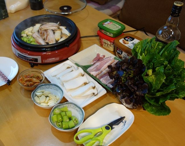 25日　　夕食<br />焼き豚肉　エリンギ　ニンニク　青胡椒　