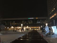 旭川駅に到着。この写真のときはまだ降ってなかったけどホテルまでの間にめちゃくちゃ雪降ってきました