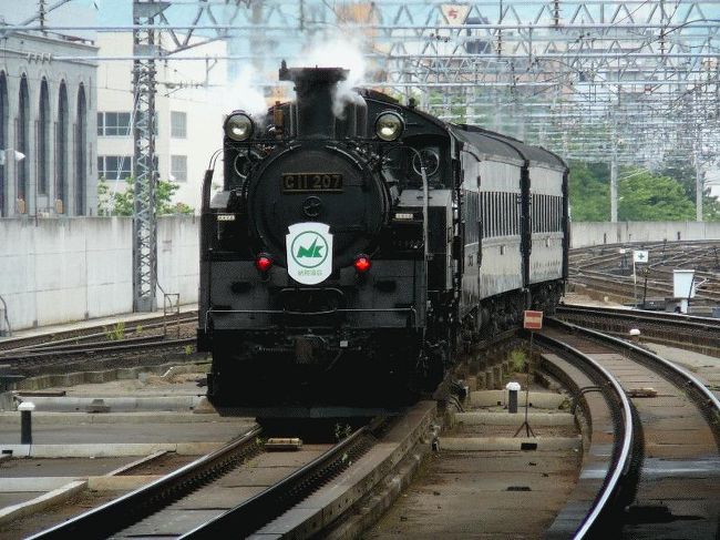 ■2007.6<br />　同じ年の6月にも北海道に出張に行った。札幌駅で乗るべき列車を待っていると、なぜかSLがやってくるではないか。しかも「納税協会」という意味不明の列車である。牽引されている客車も味のある旧型であり、前もって知っていれば乗りたい列車であるが、乗る術は分からなかった（というか、存在も知らなかった）。<br /><br />＠SL「納税協会」号