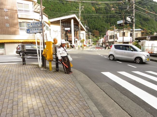 奥多摩交番前の道を横切って